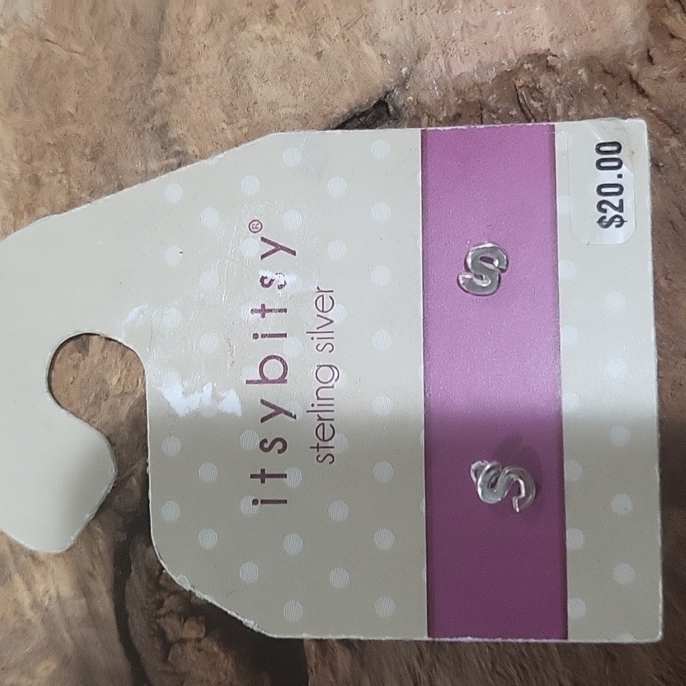 NWT Itsy Bitsy Sterling Silver "S" earrings